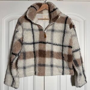 Thread &‎ Supply Plaid Quarter-Zip Soft Sherpa Pullover Size XS